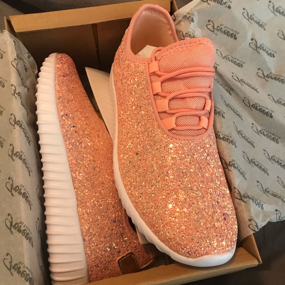 New Dusty Rose Glitter Sneakers 8.5 - Picture 2 of 3